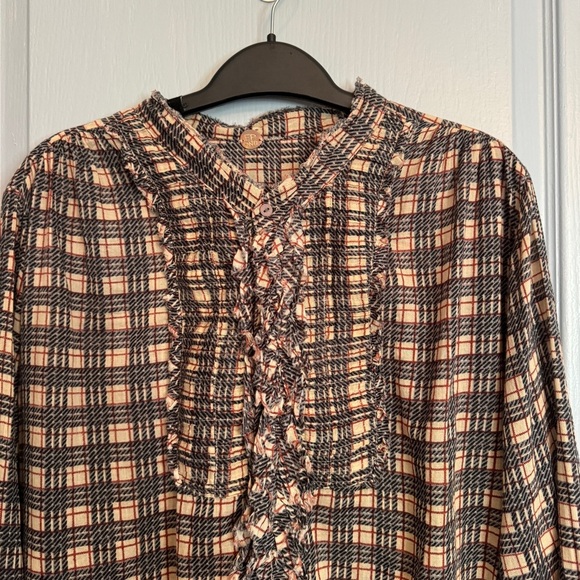 Free People FP One Plaid  Miles Tuxedo Shirt Tunic Flowy Women's Size Small READ - Picture 6 of 16